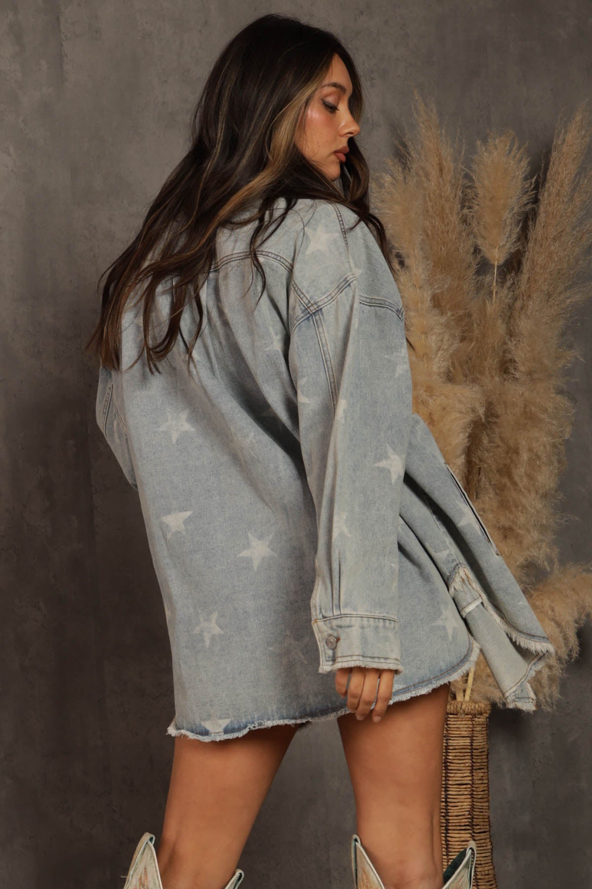 Brandis Star Print Denim Jacket