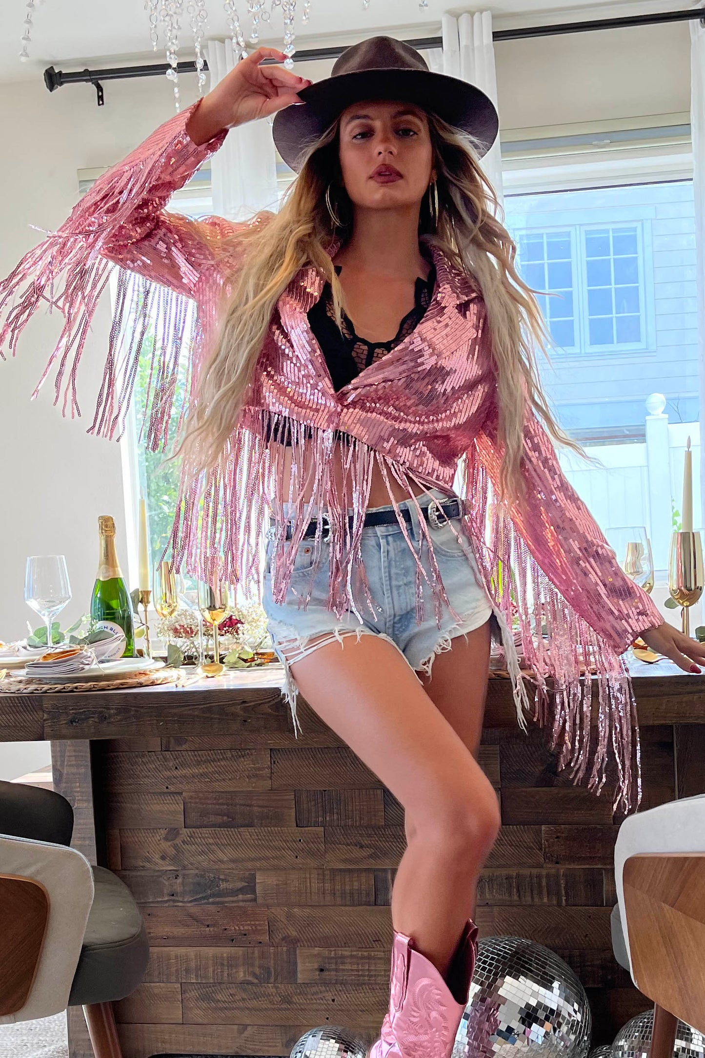 Dolly Sequin Fringe Jacket