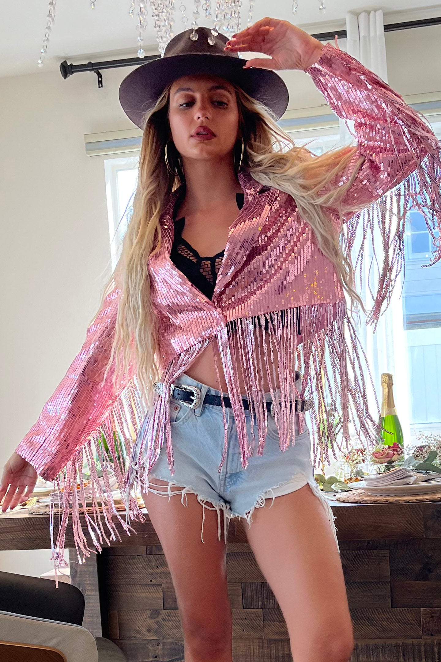 Dolly Sequin Fringe Jacket