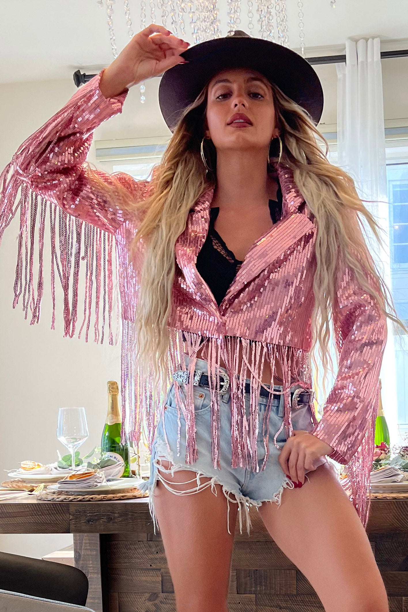 Dolly Sequin Fringe Jacket