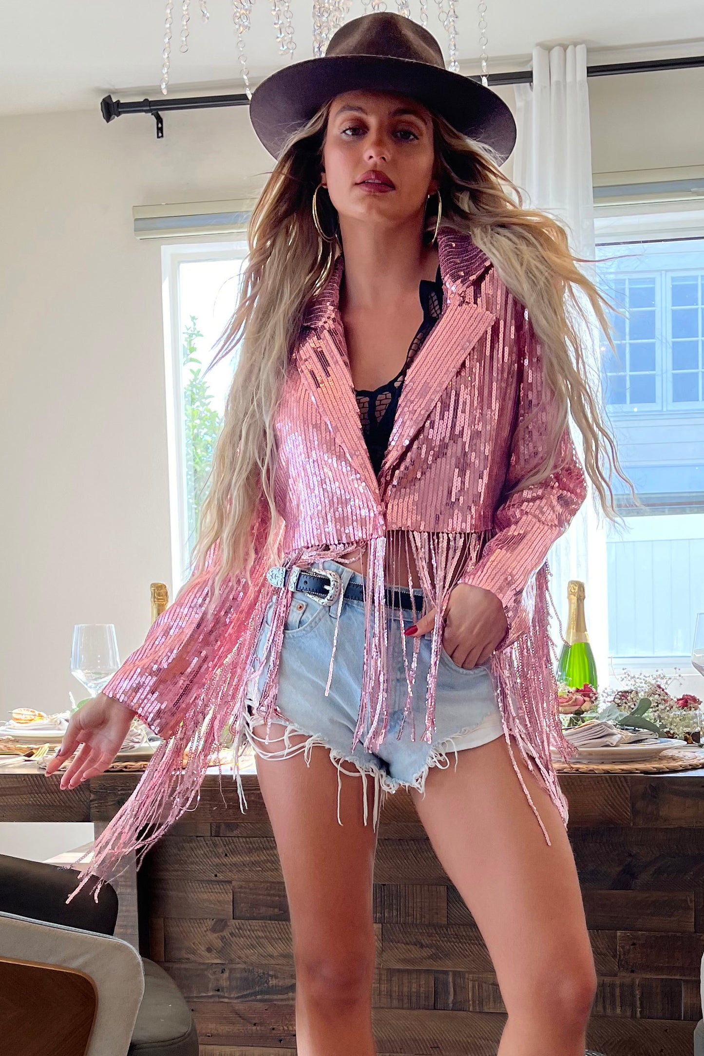 Dolly Sequin Fringe Jacket