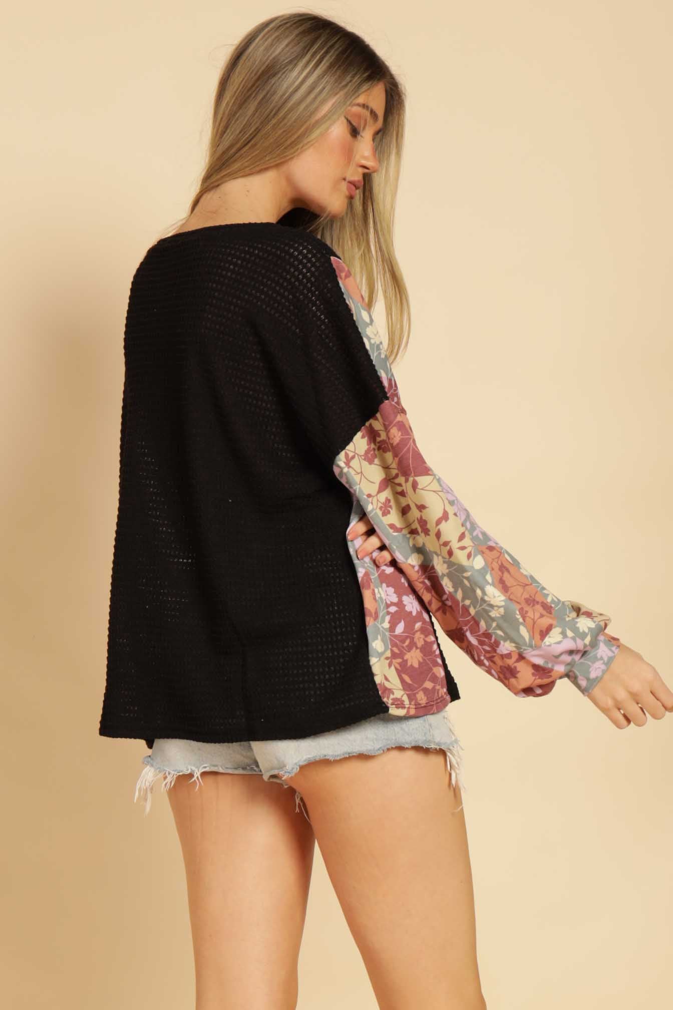 Angeline Flower Waffle Top