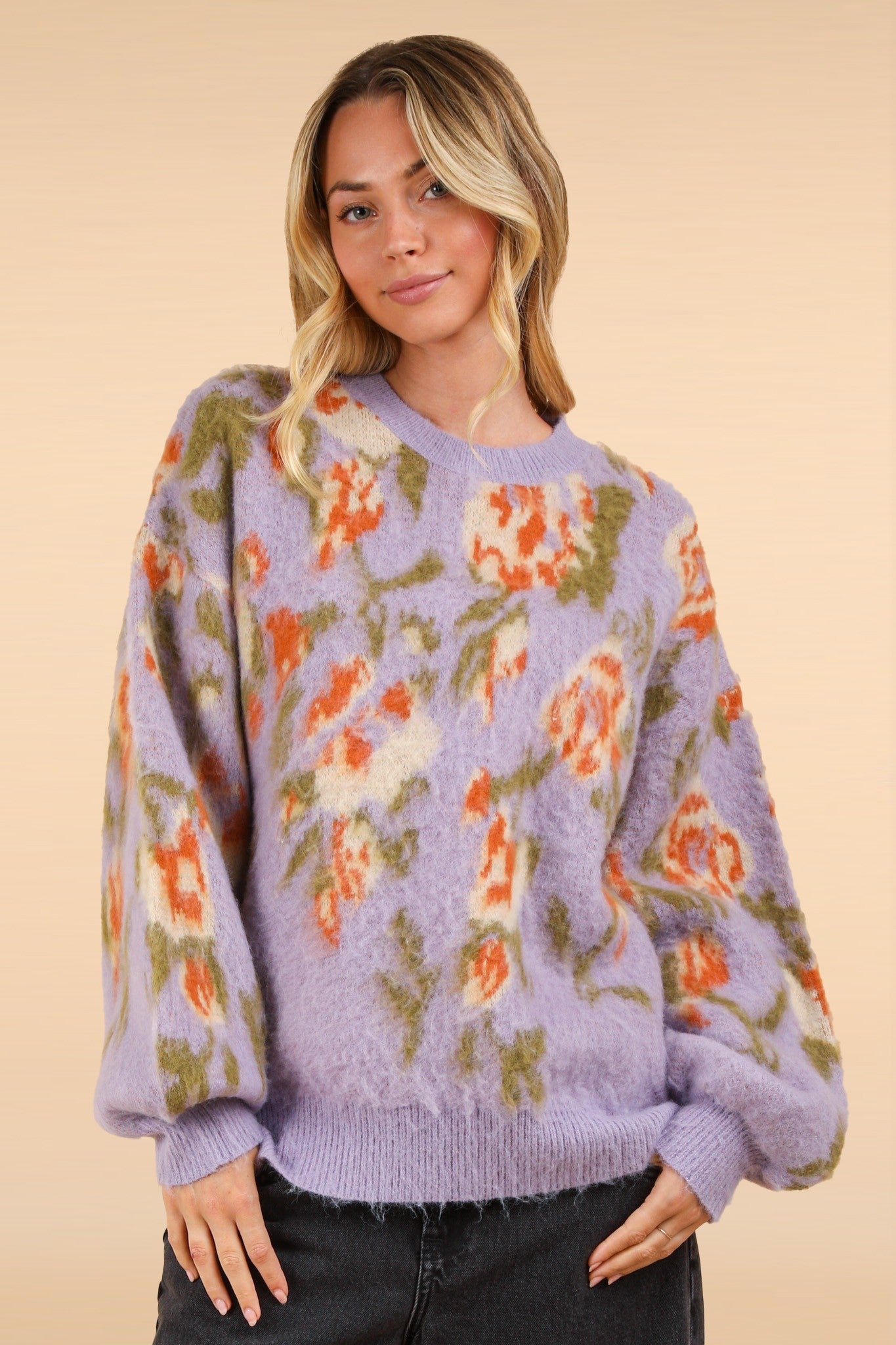 Penelope Fuzzy Floral Sweater