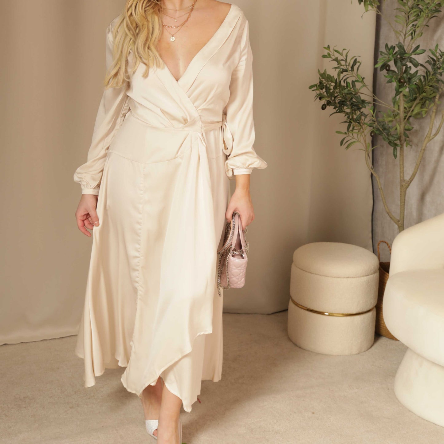 Yuma Satin Wrap Maxi Dress