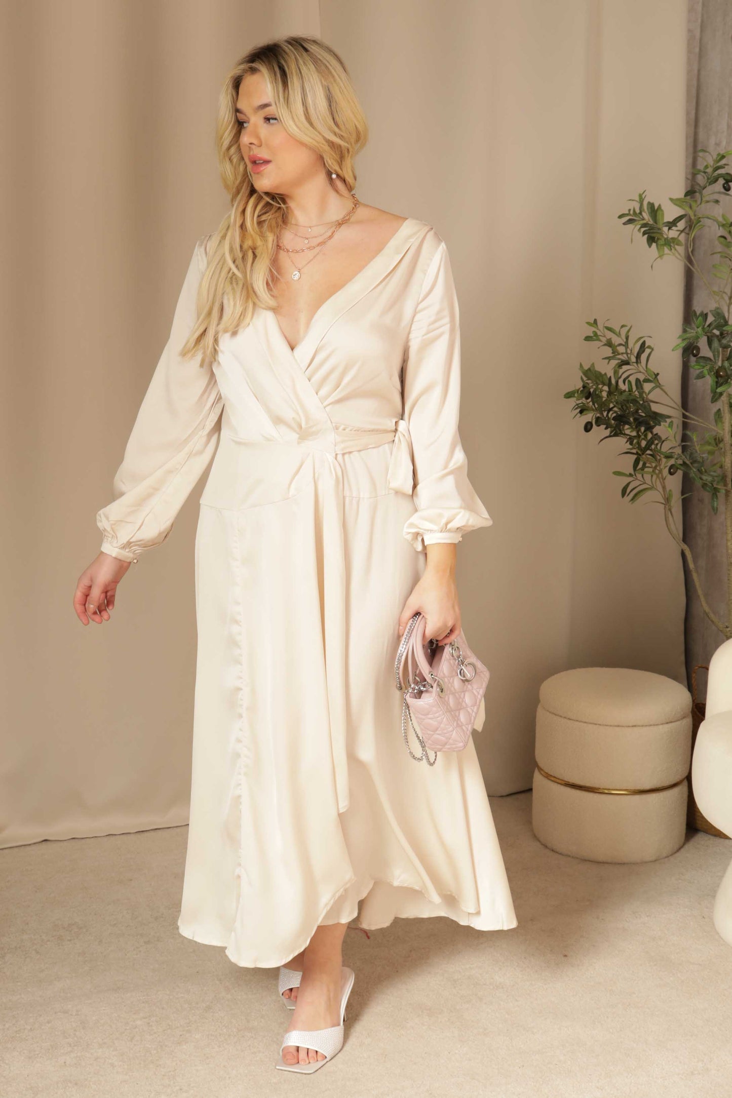 Yuma Satin Wrap Maxi Dress